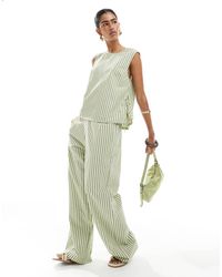 ASOS - Seersucker Pull On Straight Leg Trousers Co-ord - Lyst