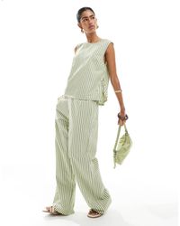ASOS - Pantalones A Rayas Caquis De Pernera Recta Sin Cierres De Sirsaca De (Parte De Un Conjunto)-Marrón - Lyst