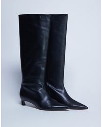 TOPSHOP - Sophie Premium Leather Point Toe Knee High Boot - Lyst