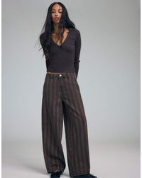 Stradivarius - Barrel Trousers With Striped Seams - Lyst