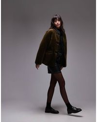 Mango - Contrast Detail Collarless Shearling Jacket - Lyst
