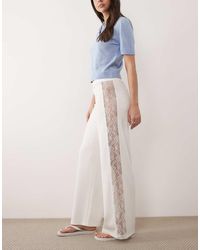 ASOS - Wide Leg Trouser With Lace Panel - Lyst