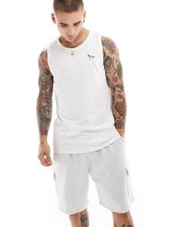Threadbare - Camiseta blanca sin mangas con pájaro bordado - Lyst