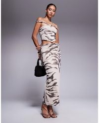 ASOS - Mesh Bardot Faux-ord With Twisted Straps Maxi Dress - Lyst