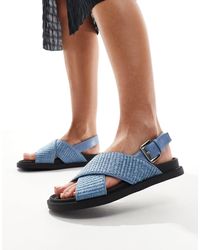 London Rebel - Cross Strap Woven Sandals - Lyst