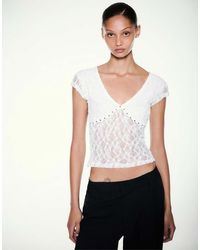 Pull&Bear - T-Shirt Van Kant Met Studs - Lyst