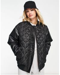 ASOS - Bomber Jacket With Faux Leather Sleeves - Lyst