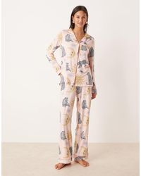 Chelsea Peers - Poly Long Sleeve Camp Collar Pajama Set - Lyst