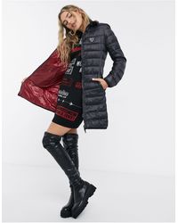 Love Moschino Cappotto midi imbottito effetto raso nero