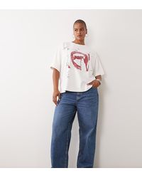 ASOS - Asos Design Curve Short Sleeve Oversized Teeth Graphic Top - Lyst