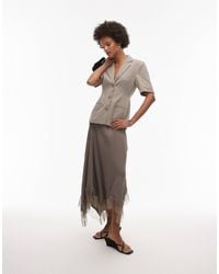 & Other Stories - Satin Maxi Skirt With Asymmetric Lace Trim Hem - Lyst
