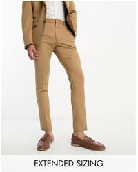 ASOS - Pantaloni skinny da abito micro testurizzato color cammello - Lyst
