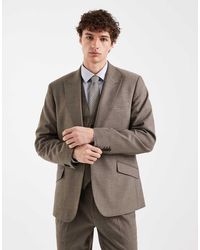 ASOS - Skinny Flanellen Colbert Met Wollook En Visgraatmotief - Lyst