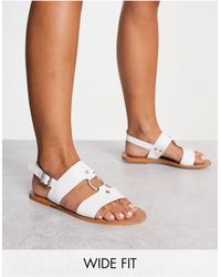 ASOS - Wide Fit Fancy Leather Ring And Stud Detail Flat Sandal - Lyst