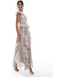 Vero Moda - Chiffon Ruffle Detail One Shoulder Maxi Dress - Lyst