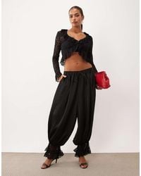 Lioness - Balloon Pant With Lace Hem Co-Ord - Lyst
