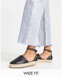 Truffle Collection - Wide Fit Studded Ankle Strap Espadrilles - Lyst