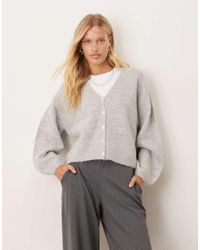 Gina Tricot - V Neck Knitted Wool Alpaca Cardigan - Lyst