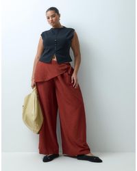 ASOS - Asos Design Curve Straight Leg Wrap Skirt Detail Trousers - Lyst