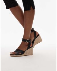 Mango - Sandali Con Tacco Neri Con Zeppe Intrecciate - Lyst