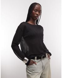 Weekday - Slash Neck Sheer Knit Top With Front Seam Detail - Lyst
