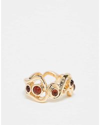 ASOS - Ring Met Golvend Design En Sierstenen - Lyst