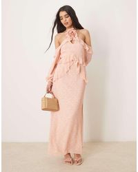 Pretty Lavish - Maxi Jurk Van Chiffon Met Corsage En Ruches - Lyst