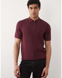 ASOS - Essential Knitted Cotton Blend Zip Polo - Lyst