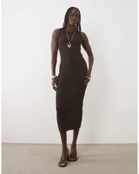 ASOS - Knitted Ribbed Racer Back Boucle Midaxi Dress - Lyst
