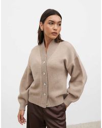 Pretty Lavish - Chunky Knit Buttoned Bomber - Lyst
