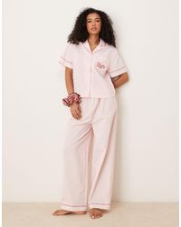 ASOS - Pyjama rayé à manches courtes avec broderie coffee break - Lyst