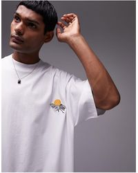 TOPMAN - Camiseta blanca ultragrande con bordado - Lyst