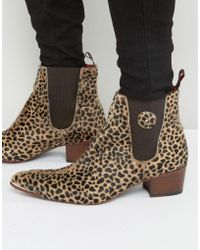 Jeffery West Sylvian Pony Leopard Chelsea Boots - Brown
