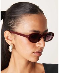 ASOS - Gafas De Sol Estrechas Ovaladas De -Rojo - Lyst