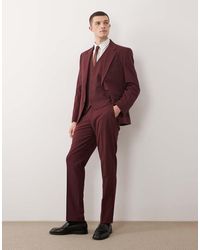 ASOS - Pantalones De Corte Slim En De -Rojo - Lyst