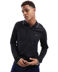 Calvin Klein - Stretch Pique Tipping Long Sleeve Polo Shirt - Lyst
