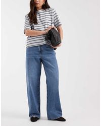ONLY - Vaqueros Azul Medio De Talle Medio Y Pernera Ancha Con Detalle De Botones Hope De - Lyst