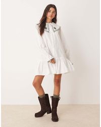 Miss Selfridge - Embroidered Collar Mini Dress - Lyst