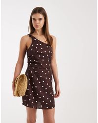 Cotton On - One Shoulder Linen Mini Dress - Lyst