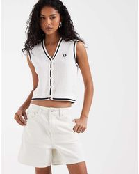 Fred Perry - Textured Knit Button Through Tank - Lyst