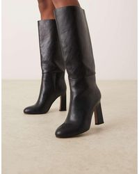 ASOS - Carly Block Heel Pull On Knee Boots - Lyst