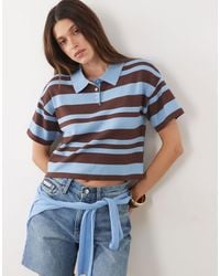 Mango - Short Sleeve Knit Polo Top - Lyst