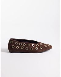 ASOS - Lock Premium Eyelet Detail Round Toe Ballets - Lyst