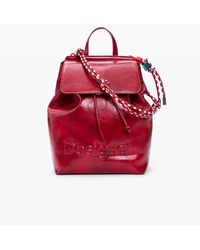 Desigual - Mochila Pequeña Roja Con Logo De - Lyst
