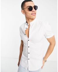 ASOS Super Skinny Muscle Fit Shirt With Contrast Buttons - White