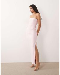 Missy Empire - Double Sculpted Slinky Bandeau Ruched Waist Detail Maxi Dress - Lyst