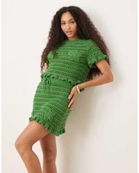 ASOS - Co-ord Open Stitch T-shirt With Crochet Applique - Lyst