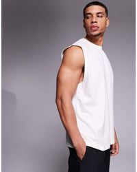 4505 - Camiseta Deportiva Blanco Hueso Sin Mangas Para Entrenamiento Extragrande De Algodón Con Acabado De Secado Rápido Icon De - Lyst