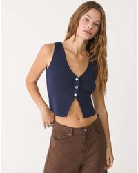 Stradivarius - Knit Top With Buttons - Lyst