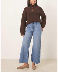 Mango - Vaqueros De Corte Recto Con Bajos Desflecados De Mezcla De Algodón Catherin De - Lyst